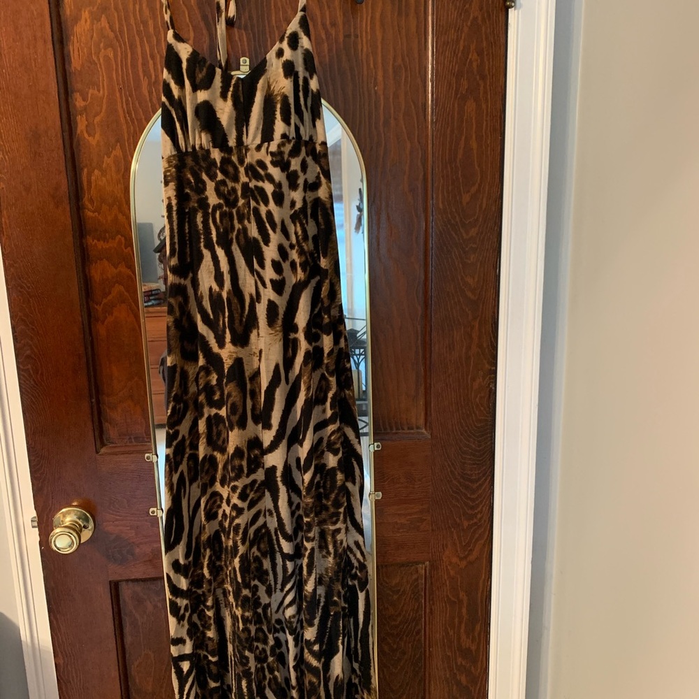 Maxi Dress. Exotic animal print. Halter tie back.